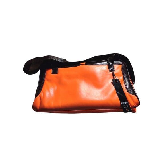 Latico Genuine Leather Color Block Tate Cross Body Shoulder Bag Salmon Espresso - Picture 7 of 7